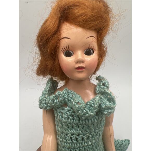 Beautiful! Vintage 8" Doll Red Hair W/ hand crocheted Dress 1960s-1970s - Picture 5 of 6